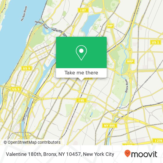 Mapa de Valentine 180th, Bronx, NY 10457