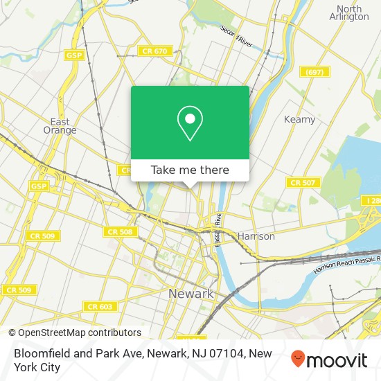 Bloomfield and Park Ave, Newark, NJ 07104 map