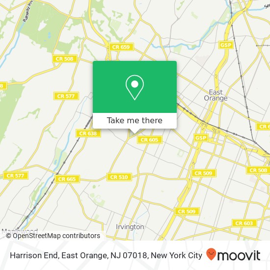Mapa de Harrison End, East Orange, NJ 07018