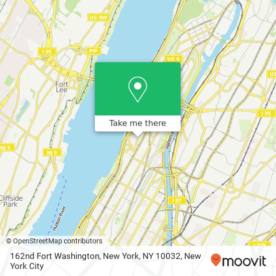 Mapa de 162nd Fort Washington, New York, NY 10032