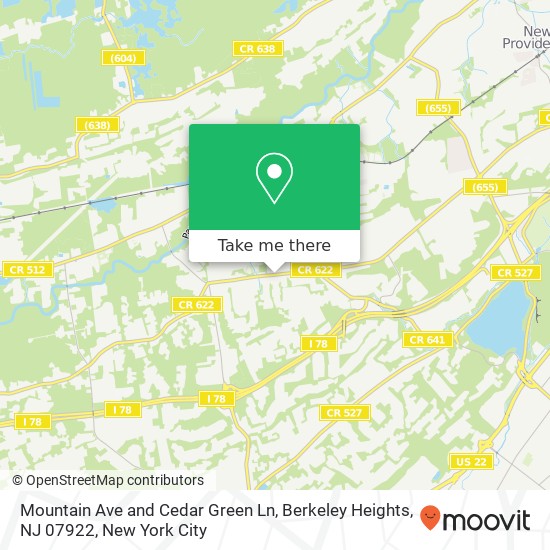 Mapa de Mountain Ave and Cedar Green Ln, Berkeley Heights, NJ 07922