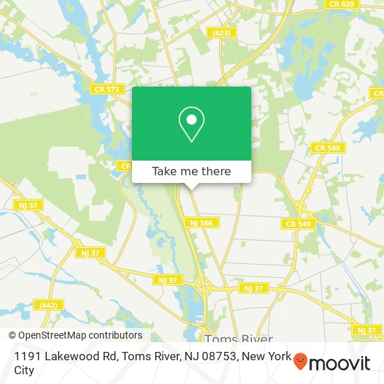 Mapa de 1191 Lakewood Rd, Toms River, NJ 08753