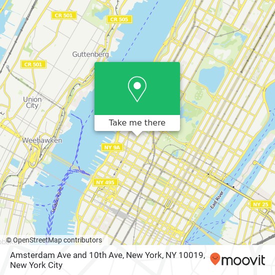 Amsterdam Ave and 10th Ave, New York, NY 10019 map