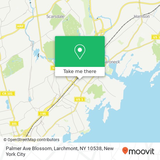 Mapa de Palmer Ave Blossom, Larchmont, NY 10538