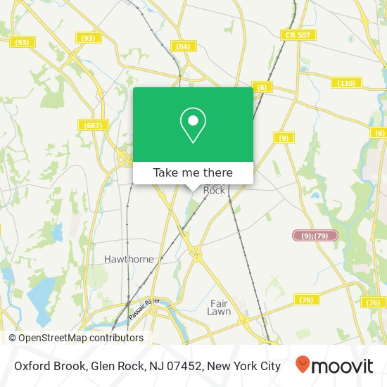Mapa de Oxford Brook, Glen Rock, NJ 07452