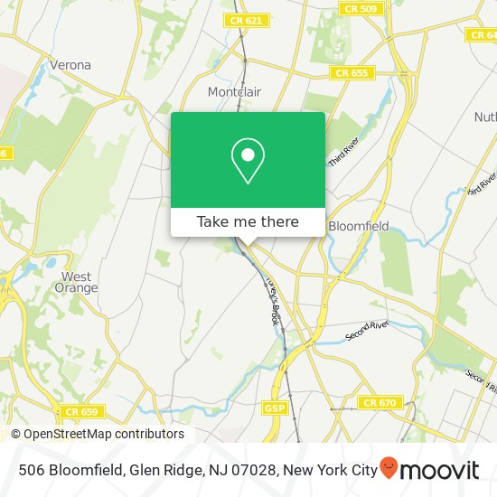 Mapa de 506 Bloomfield, Glen Ridge, NJ 07028
