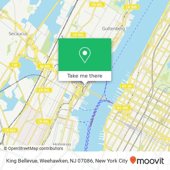 Mapa de King Bellevue, Weehawken, NJ 07086