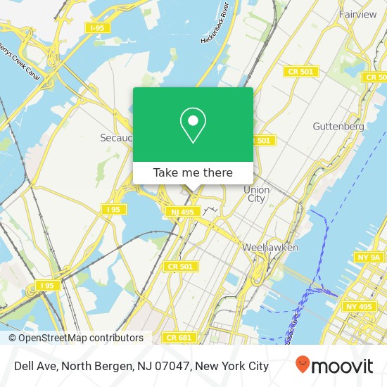 Mapa de Dell Ave, North Bergen, NJ 07047