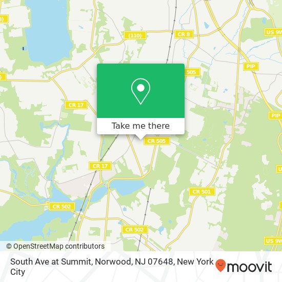 Mapa de South Ave at Summit, Norwood, NJ 07648