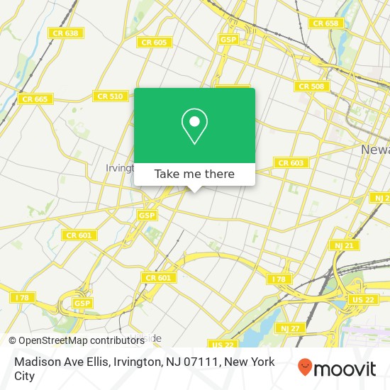 Madison Ave Ellis, Irvington, NJ 07111 map