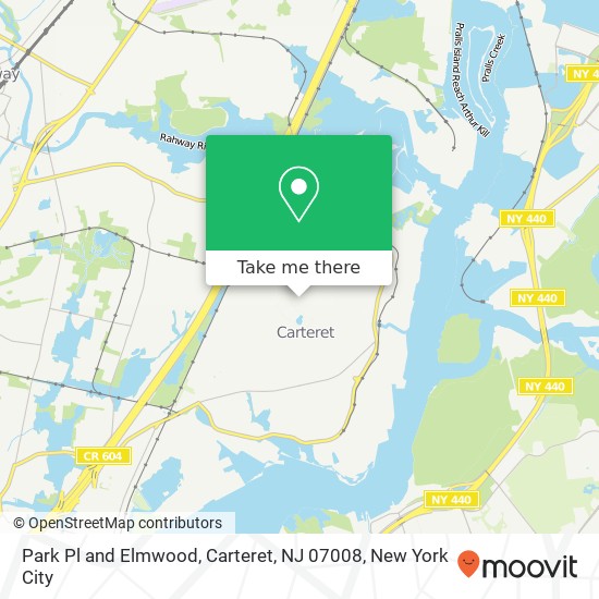Mapa de Park Pl and Elmwood, Carteret, NJ 07008