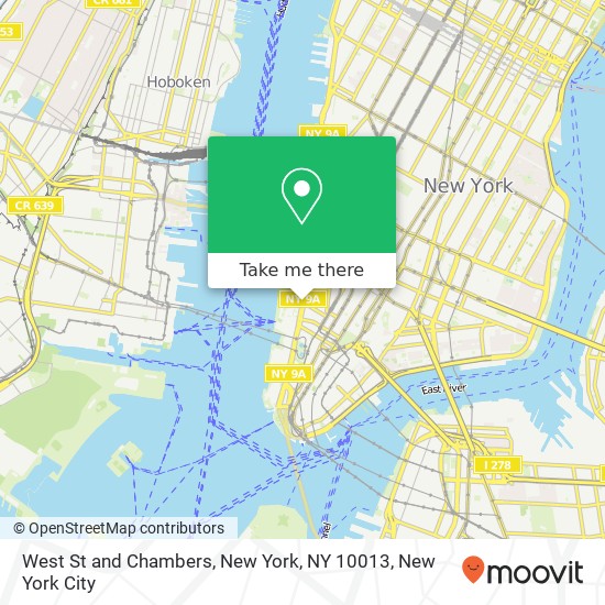 West St and Chambers, New York, NY 10013 map