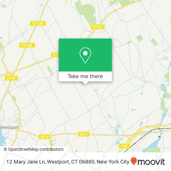 Mapa de 12 Mary Jane Ln, Westport, CT 06880