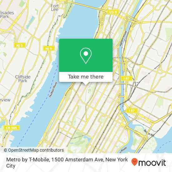 Mapa de Metro by T-Mobile, 1500 Amsterdam Ave