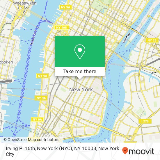 Mapa de Irving Pl 16th, New York (NYC), NY 10003