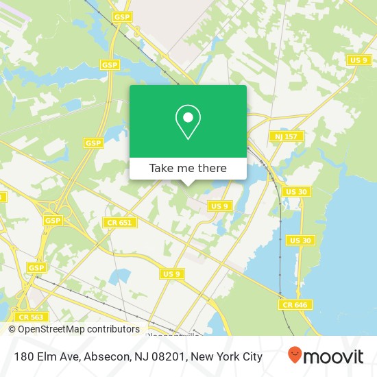 Mapa de 180 Elm Ave, Absecon, NJ 08201