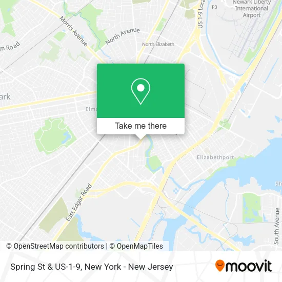 Spring St & US-1-9 map