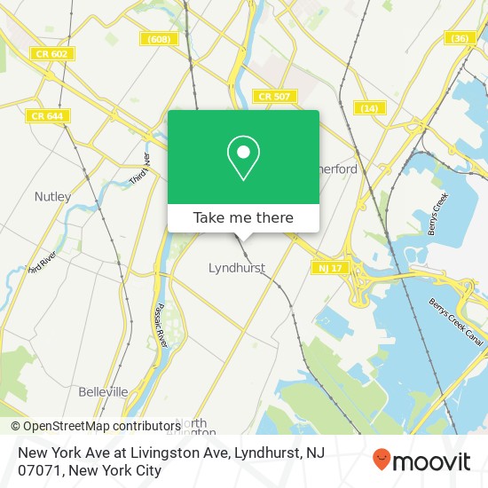 Mapa de New York Ave at Livingston Ave, Lyndhurst, NJ 07071