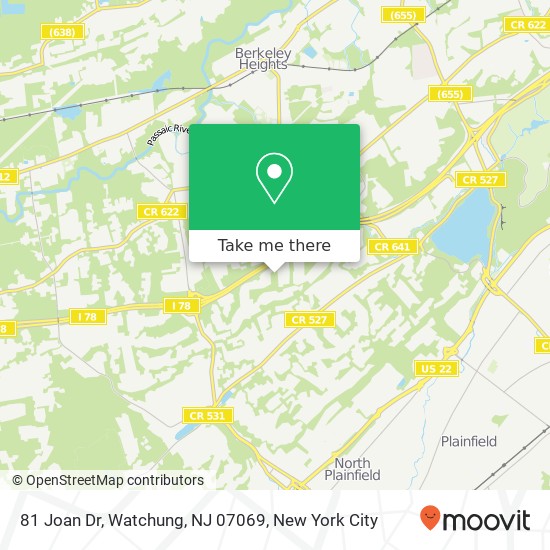 Mapa de 81 Joan Dr, Watchung, NJ 07069