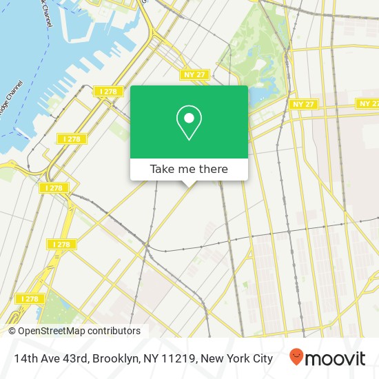 Mapa de 14th Ave 43rd, Brooklyn, NY 11219