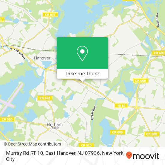Mapa de Murray Rd RT 10, East Hanover, NJ 07936