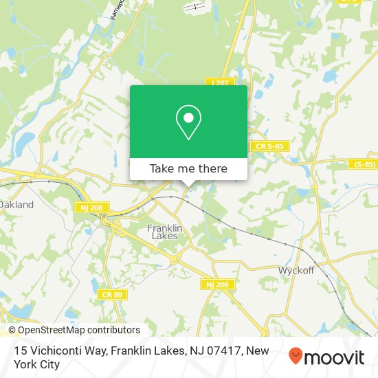 Mapa de 15 Vichiconti Way, Franklin Lakes, NJ 07417