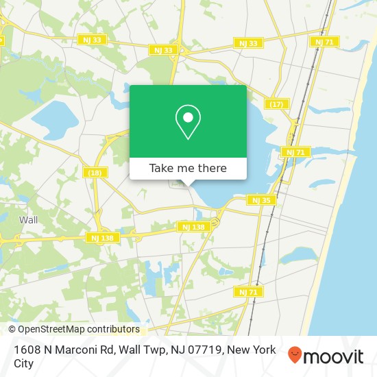 Mapa de 1608 N Marconi Rd, Wall Twp, NJ 07719