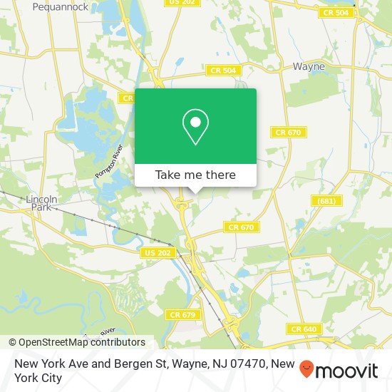 New York Ave and Bergen St, Wayne, NJ 07470 map