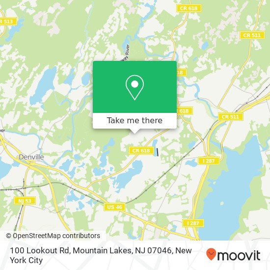 Mapa de 100 Lookout Rd, Mountain Lakes, NJ 07046