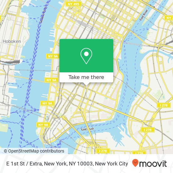 E 1st St / Extra, New York, NY 10003 map