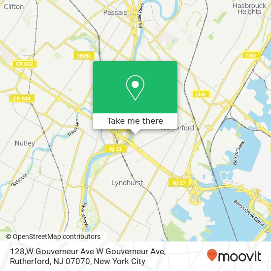 Mapa de 128,W Gouverneur Ave W Gouverneur Ave, Rutherford, NJ 07070