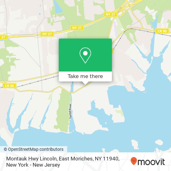 Mapa de Montauk Hwy Lincoln, East Moriches, NY 11940