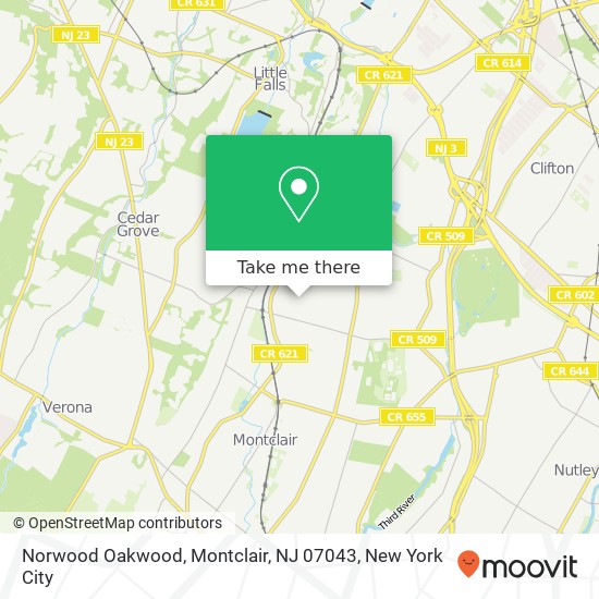 Mapa de Norwood Oakwood, Montclair, NJ 07043