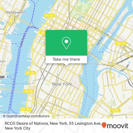 Mapa de RCCG Desire of Nations, New York, 55 Lexington Ave