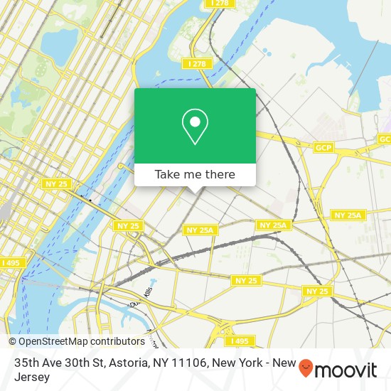 Mapa de 35th Ave 30th St, Astoria, NY 11106