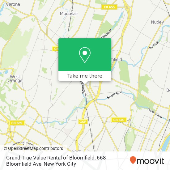 Grand True Value Rental of Bloomfield, 668 Bloomfield Ave map