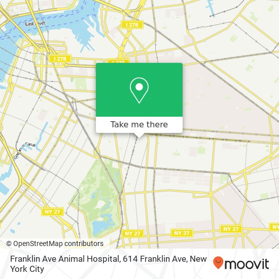 Mapa de Franklin Ave Animal Hospital, 614 Franklin Ave