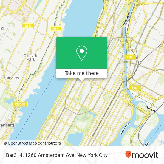 Bar314, 1260 Amsterdam Ave map