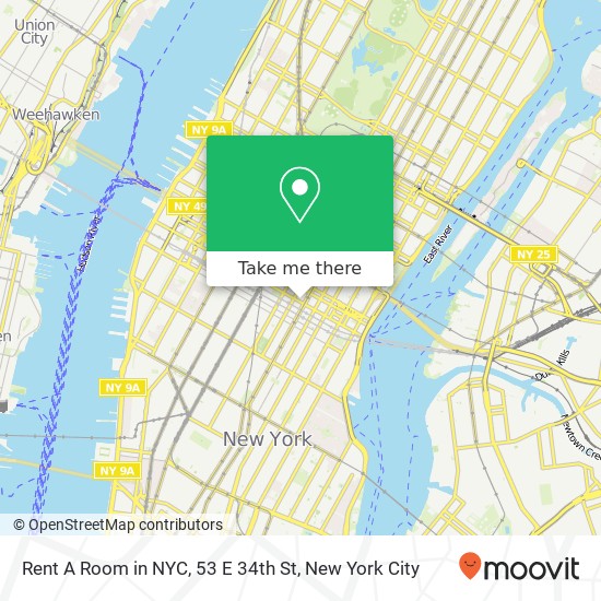 Rent A Room in NYC, 53 E 34th St map