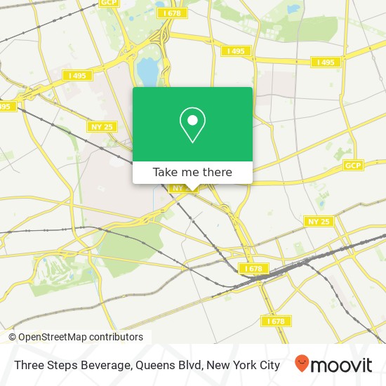 Mapa de Three Steps Beverage, Queens Blvd