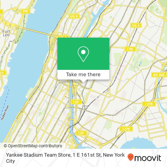 Yankee Stadium Team Store, 1 E 161st St map