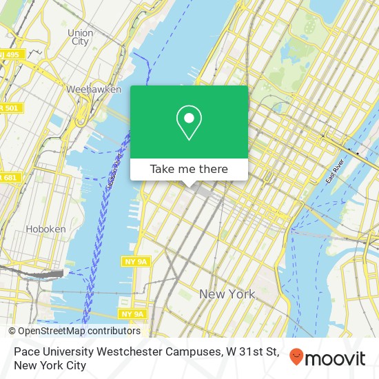 Mapa de Pace University Westchester Campuses, W 31st St