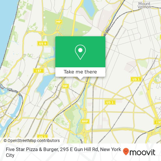 Mapa de Five Star Pizza & Burger, 295 E Gun Hill Rd