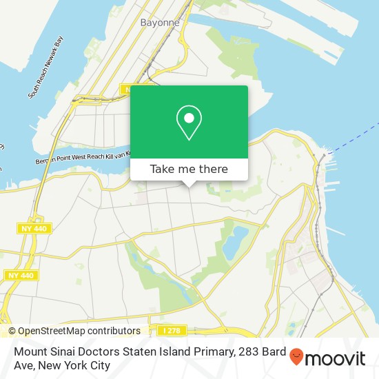 Mapa de Mount Sinai Doctors Staten Island Primary, 283 Bard Ave