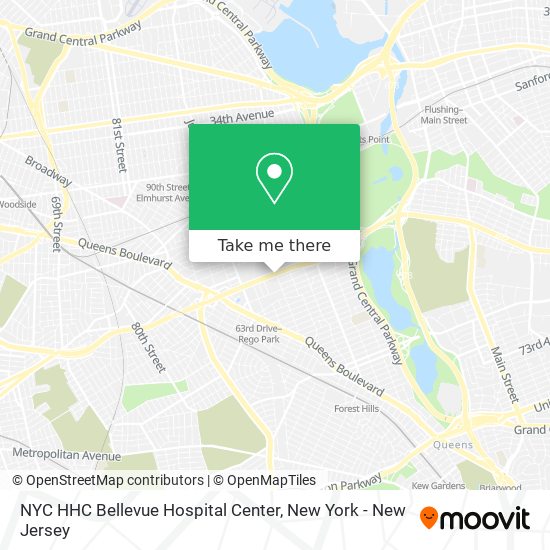 Mapa de NYC HHC Bellevue Hospital Center