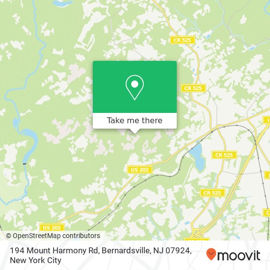 Mapa de 194 Mount Harmony Rd, Bernardsville, NJ 07924