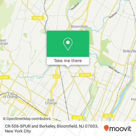 Mapa de CR-506-SPUR and Berkeley, Bloomfield, NJ 07003