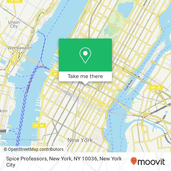 Mapa de Spice Professors, New York, NY 10036