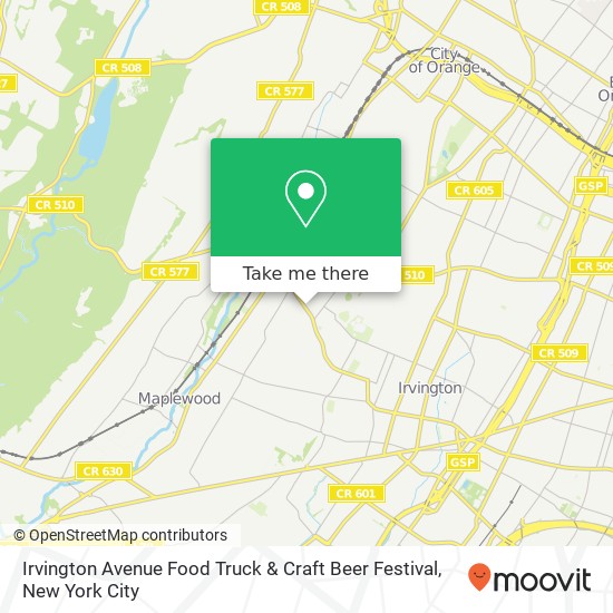 Mapa de Irvington Avenue Food Truck & Craft Beer Festival