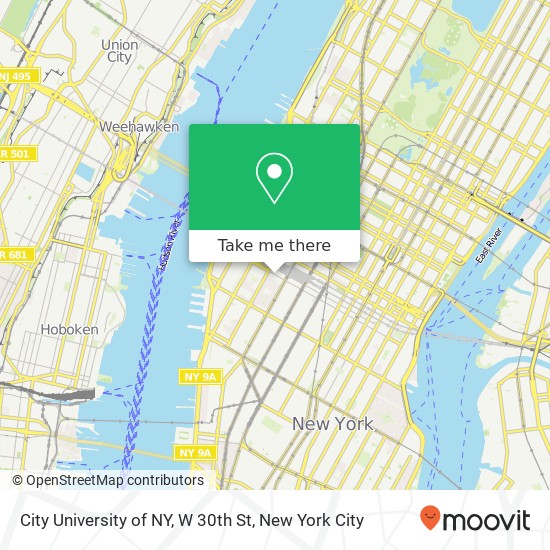 Mapa de City University of NY, W 30th St